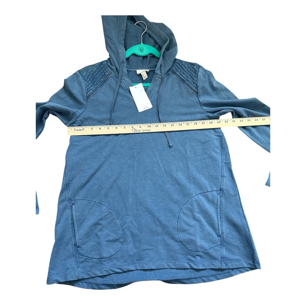 LOGO Life by Lori Goldstein French Terry Pullover Hoodie w Pintuck Steel Blue S - Picture 6 of 8